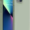 Miracase Designed for iPhone 13 Case, [Soft Anti-Scratch Microfiber Lining], Shockproof Liquid Silicone Rubber Phone Case Cover for 13 6.1 inch, Patina Green