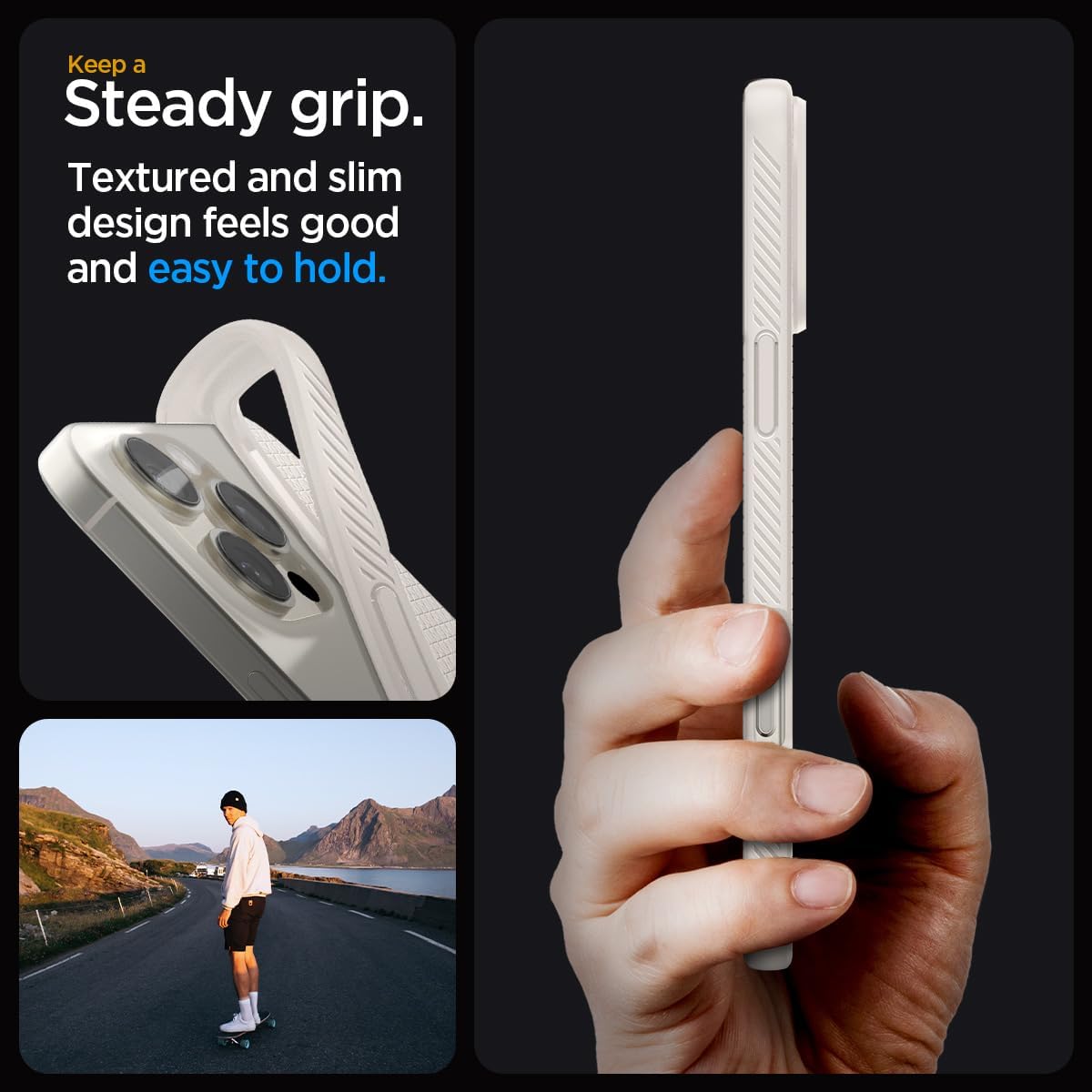 Spigen Liquid Air Designed for iPhone 16 Pro Case [NOT Compatible with MagSafe], [Military-Grade Protection] - Natural Titanium
