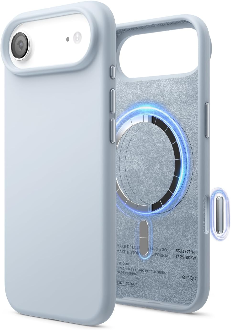 61ZiM4P6SjL._AC_SL1500_ elago for iPhone Air Case, Premium Magnetic Silicone Case, Compatible with MagSafe, Liquid Silicone Material, Protective Cover, Shockproof, Slim Phone, 6.5 inch (Light Blue)