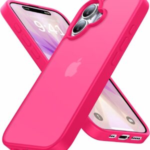 Eastinbox for iPhone 17 Case [16FT Military Grade Shockproof], Anti-Slip Anti-Scratch, Slim Translucent Frosted Matte Phone Cover, Case for i Phone17 6.3", Hotpink