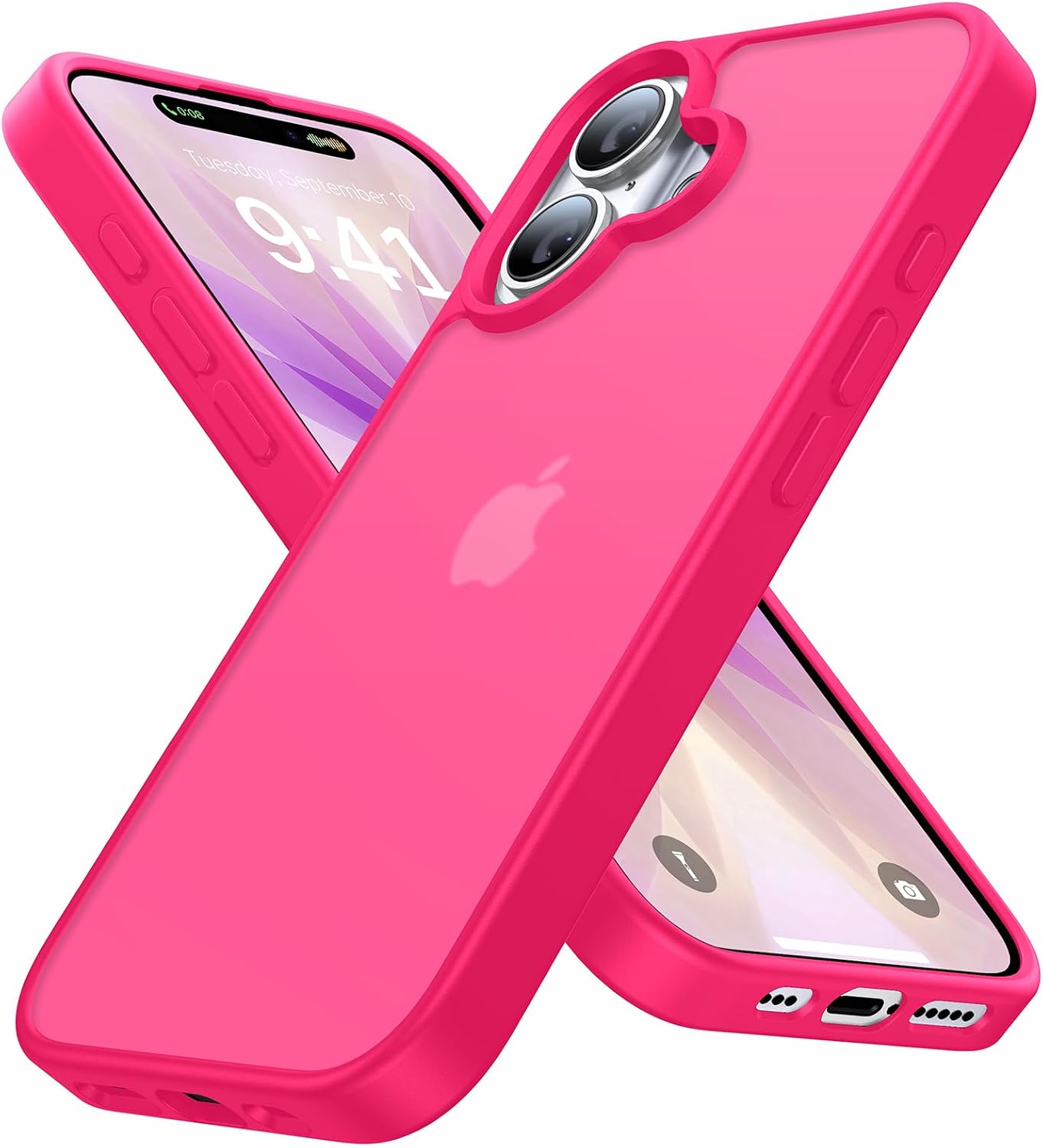 Eastinbox for iPhone 17 Case [16FT Military Grade Shockproof], Anti-Slip Anti-Scratch, Slim Translucent Frosted Matte Phone Cover, Case for i Phone17 6.3", Hotpink