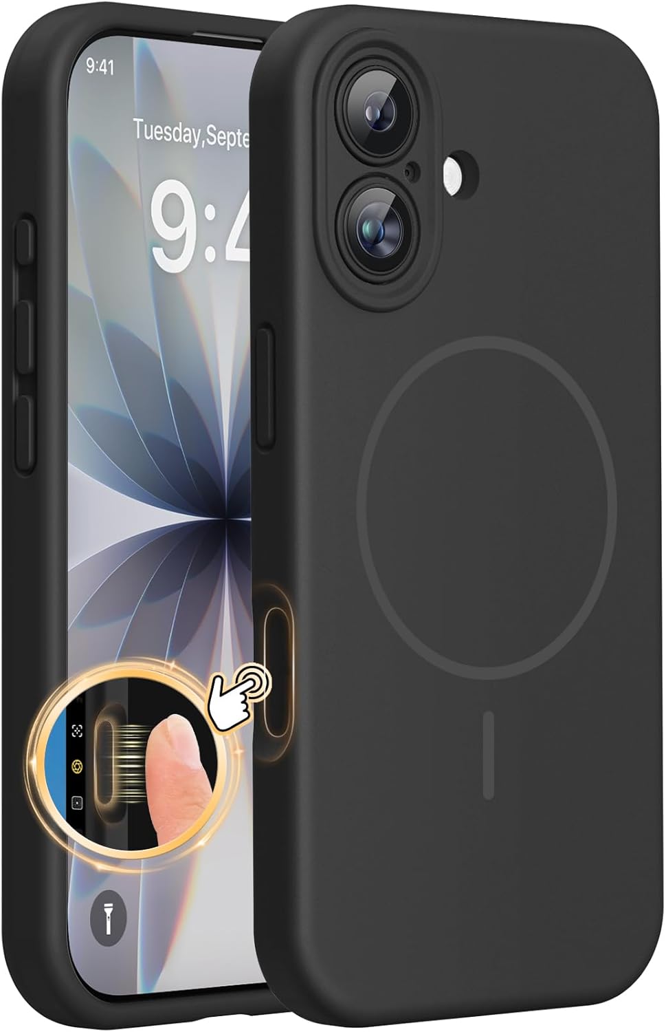 61bJDZkosXL._AC_SL1500_ Miracase Magnetic for iPhone 17 Case, Compatible with MagSafe, Integrated Silicone Camera Control Cover, Shockproof Drop Protection Phone Case for 17,Black