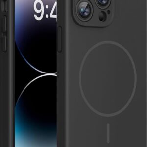 Miracase Magnetic for iPhone 14 Pro Max Case, [Soft Anti-Scratch Microfiber Lining], Compatible with MagSafe, Silicone Shockproof Protection Phone Case for iPhone 14 Pro Max,Black