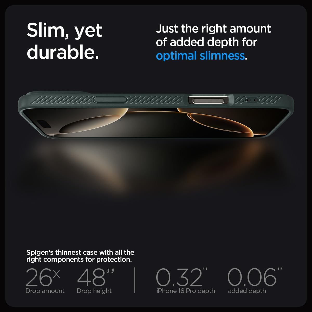 Spigen Liquid Air Designed for iPhone 16 Pro Case [NOT Compatible with MagSafe], [Military-Grade Protection] - Abyss Green