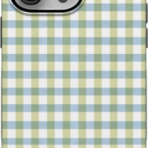 61bnPOyzpzL._AC_SL1500_ Casely iPhone 15 Case | Pastel Picnic | Blue & Green Gingham | Bold Protective Design | Compatible with MagSafe