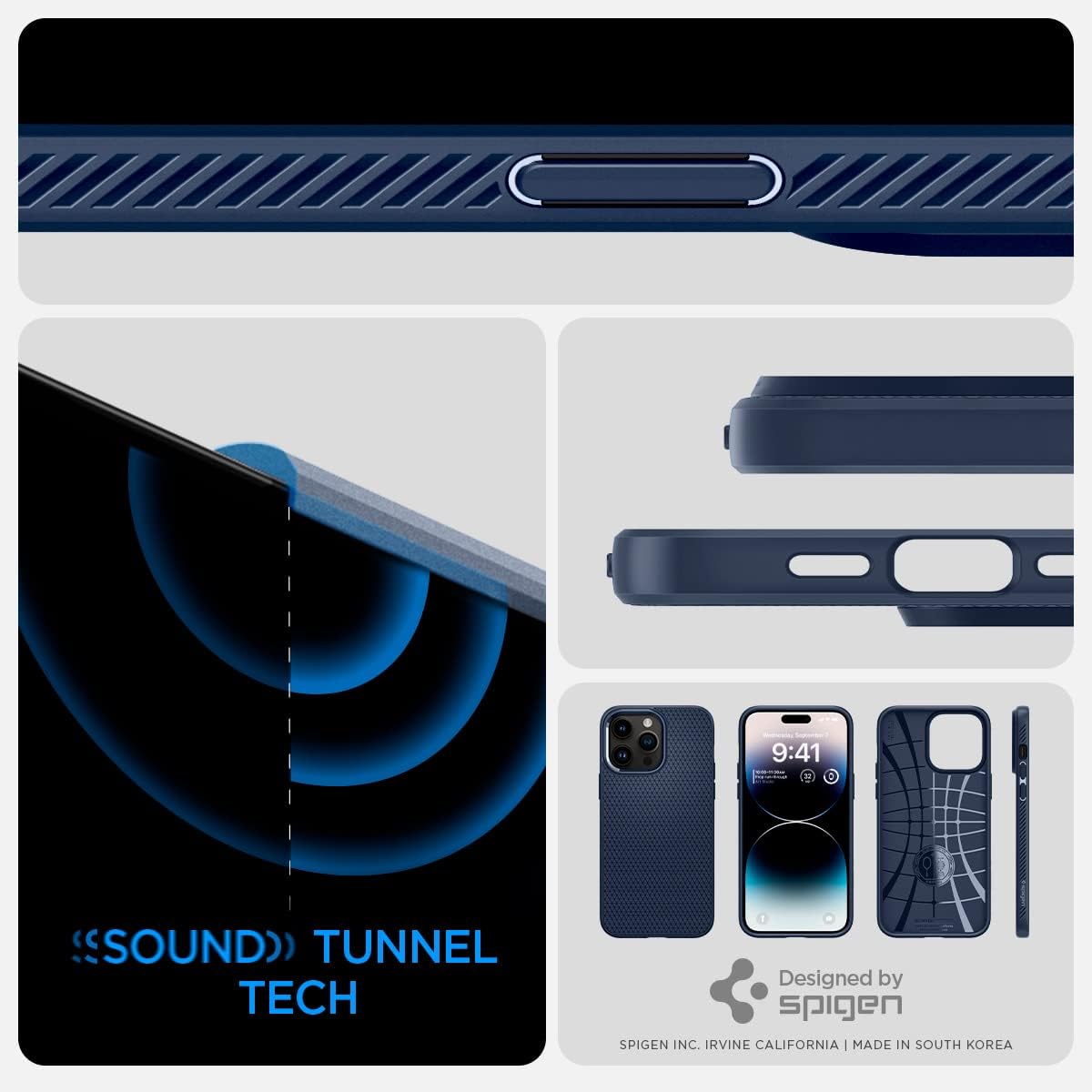 Spigen Liquid Air Designed for iPhone 14 Pro Case (2022) [Military-Grade Protection] - Navy Blue