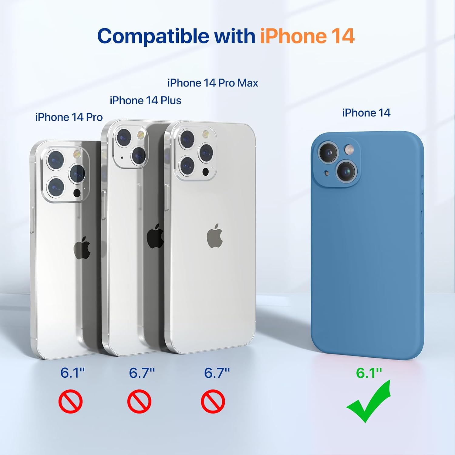 Miracase Designed for iPhone 14 Case,[Upgraded Enhanced Camera Protection],Shockproof Liquid Silicone Case with Microfiber Lining, 6.1 inch,Capri Blue