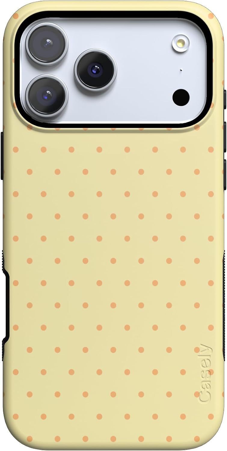 61cNHN3YRL._AC_SL1500_ Casely iPhone 17 Pro Case | On the Dot | Yellow Polka Dot | Bold Protective Design | Compatible with MagSafe