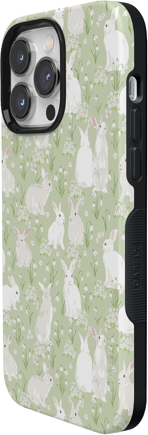 61cQz5PMeBL._AC_SL1500_ Casely iPhone 14 Pro Case | Hop to it | Green Bunny | Bold Protective Design | Compatible with MagSafe