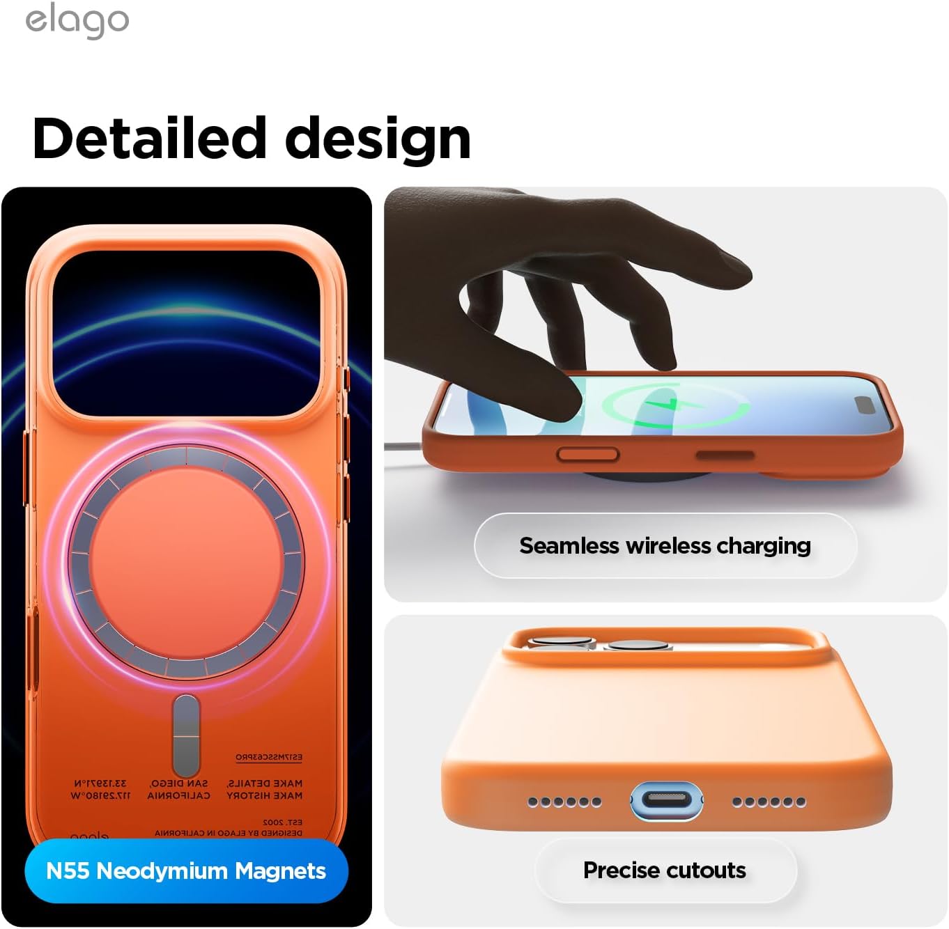 elago for iPhone 17 Pro Max Case, Premium Magnetic Silicone Case, Compatible with MagSafe, Liquid Silicone Material, Protective Cover, Shockproof, Slim Phone, 6.9 inch (Orange)
