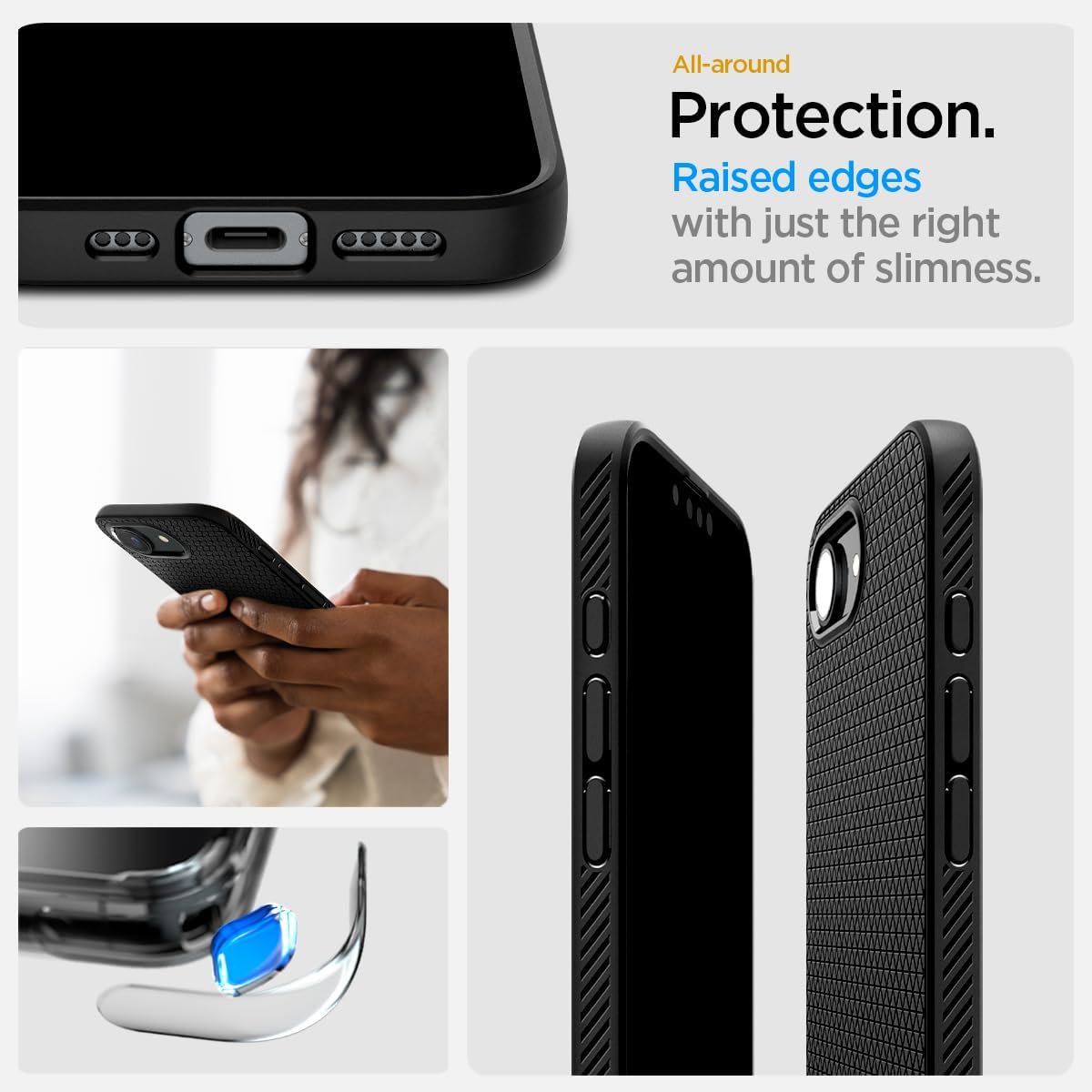 Spigen for iPhone 17e / 16e Case, Liquid Air [Military-Grade Protection] - Matte Black | Military-Grade Protection