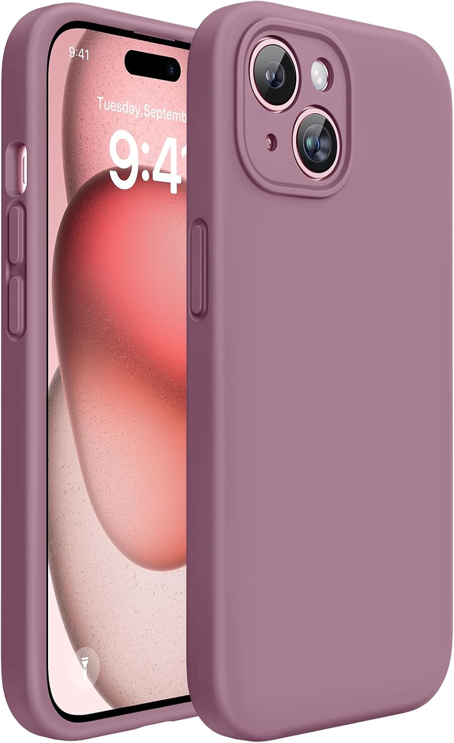 Miracase Compatible with iPhone 15 Plus Case, [Soft Anti-Scratch Microfiber Lining], Liquid Silicone Case Gel Rubber Shockproof Drop Protection Phone Case for iPhone 15 Plus, Blackcurrant