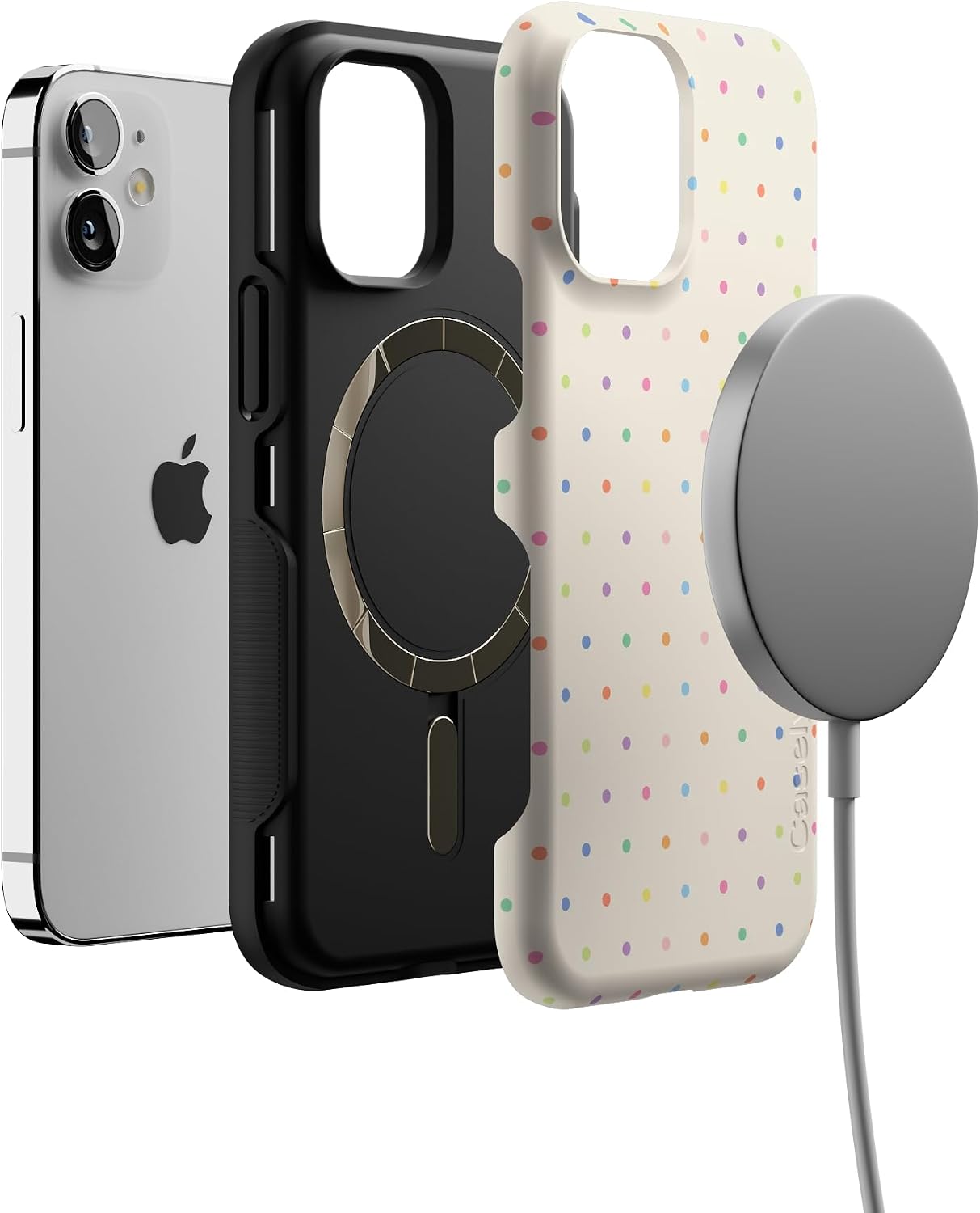 61dX8-kKhEL._AC_SL1500_ Casely iPhone 12 Mini Case | On the Dot | Rainbow Polka Dot | Bold Protective Design | Compatible with MagSafe