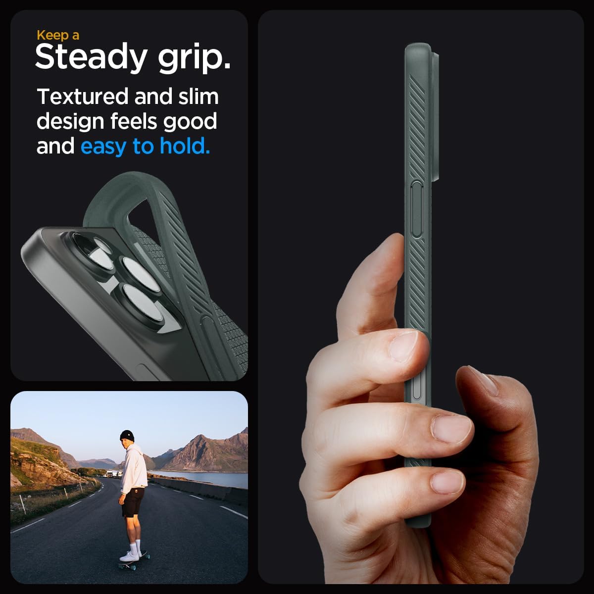 Spigen Liquid Air Designed for iPhone 16 Pro Max Case [NOT Compatible with MagSafe], [Military-Grade Protection] - Abyss Green