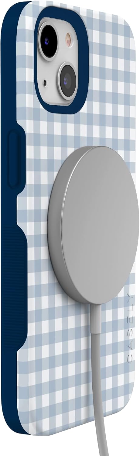 61e93gGDaeL._AC_SL1500_ Casely iPhone 13 Mini Case | Pastel Picnic | Blue Gingham | Bold Protective Design | Compatible with MagSafe