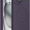 Miracase Magnetic for iPhone 15 Case, [Soft Anti-Scratch Microfiber Lining], Compatible with MagSafe, Liquid Silicone Case Shockproof Drop Protection Phone Case for 15, Dark Purple