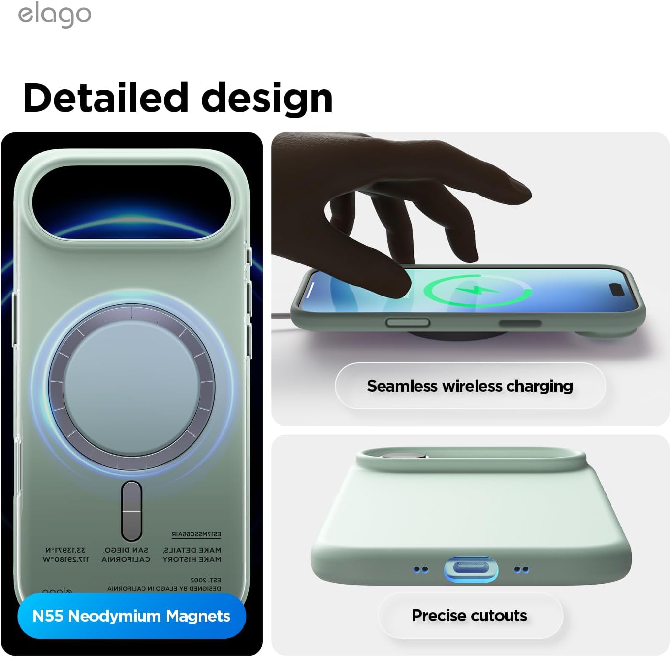 61fIZRiRWGL._AC_SL1500_ elago for iPhone Air Case, Premium Magnetic Silicone Case, Compatible with MagSafe, Liquid Silicone Material, Protective Cover, Shockproof, Slim Phone, 6.5 inch (Mint)