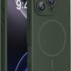 Miracase Magnetic for iPhone 16 Pro Max Case, [Soft Anti-Scratch Microfiber Lining], Compatible with MagSafe, Liquid Silicone Case Shockproof Drop Protection Phone Case for 16 ProMax,Dark Green