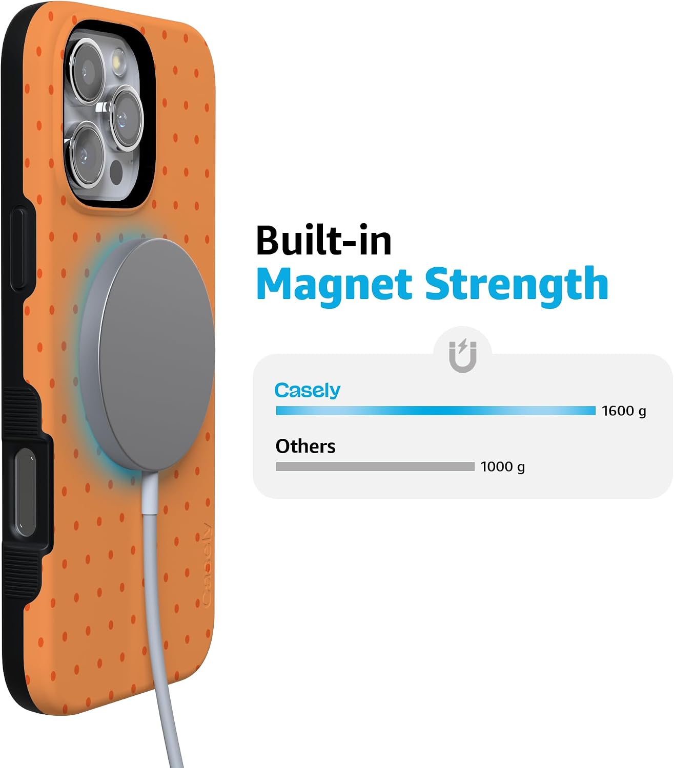 61fSQQFWR3L._AC_SL1500_ Casely iPhone 16 Pro Case | On the Dot | Orange Polka Dot | Bold Protective Design | Compatible with MagSafe