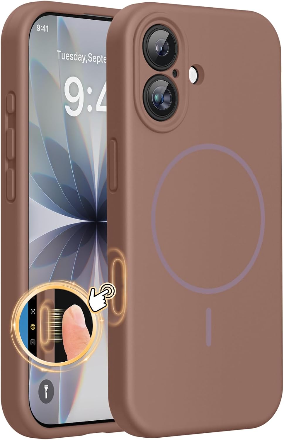 61fTfmY9E8L._AC_SL1500_ Miracase Magnetic for iPhone 17 Case, Compatible with MagSafe, Integrated Silicone Camera Control Cover, 3.0mm Thicken Shockproof Drop Protection Phone Case for 17,Chocolate