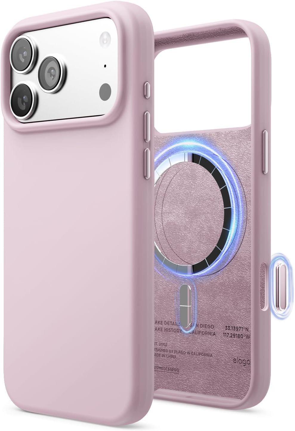 61fl6shOkvL._AC_SL1500_ elago for iPhone 17 Pro Max Case, Premium Magnetic Silicone Case, Compatible with MagSafe, Liquid Silicone Material, Protective Cover, Shockproof, Slim Phone, 6.9 inch (Light Lilac)
