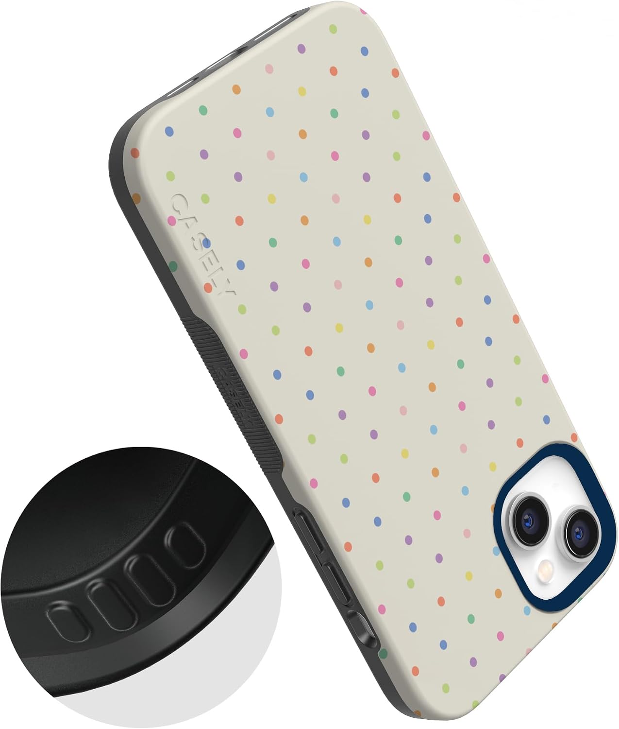 61fop9IjGL._AC_SL1500_ Casely iPhone 14 Plus Case | On the Dot | Rainbow Polka Dot | Bold Protective Design | Compatible with MagSafe