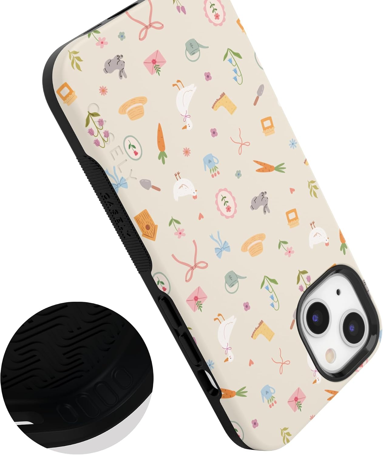 61fpMjy0KLL._AC_SL1500_ Casely iPhone 13 Case | Hoppy Garden | Spring Things | Bold Protective Design | Compatible with MagSafe
