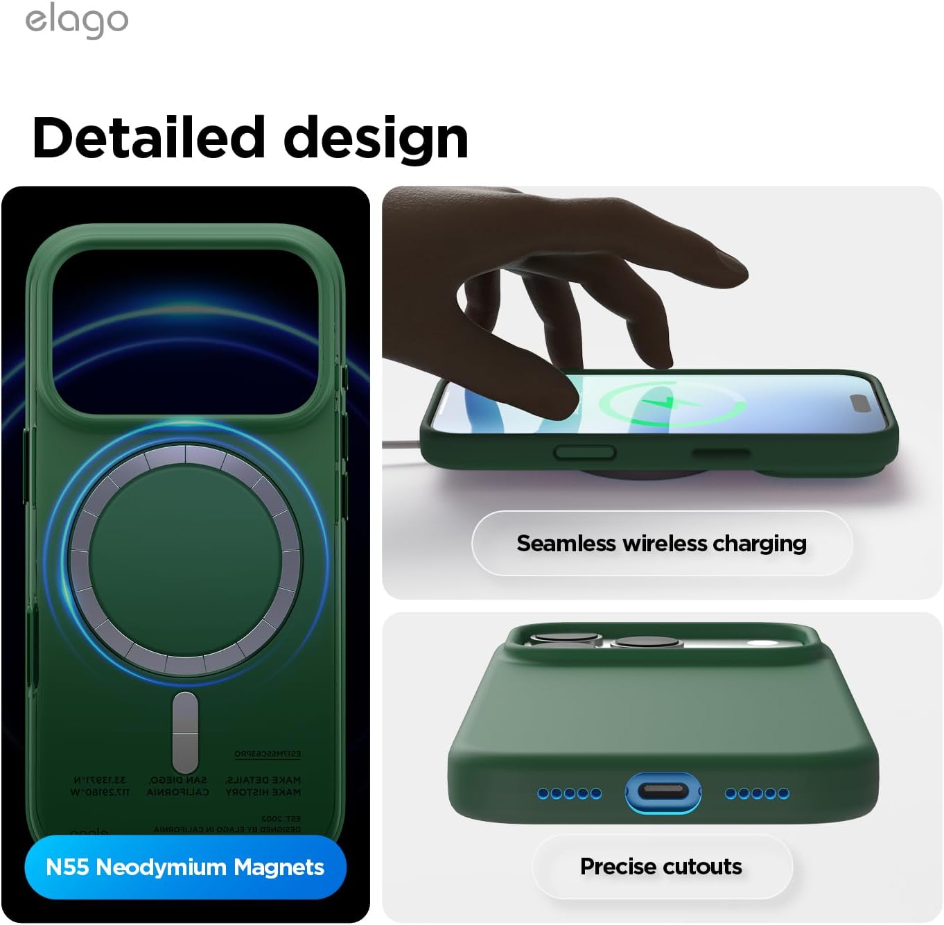 61fvrF14JdL._AC_SL1500_ elago for iPhone 17 Pro Case, Premium Magnetic Silicone Case, Compatible with MagSafe, Liquid Silicone Material, Protective Cover, Shockproof, Slim Phone, 6.3 inch (Alpine Green)