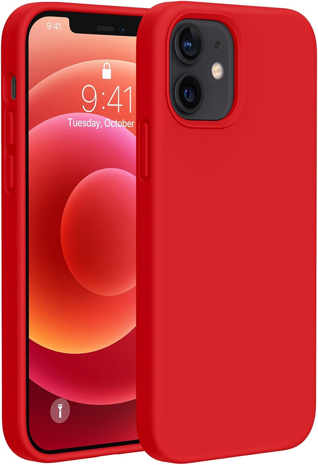 61gGXWRav1L._AC_SL1500_ Miracase Compatible with iPhone 12 Case and iPhone 12 Pro Case, Liquid Silicone Gel Rubber Full Body Protection Shockproof Drop Protection Phone Case for iPhone 12/12 Pro 6.1 inch, Red
