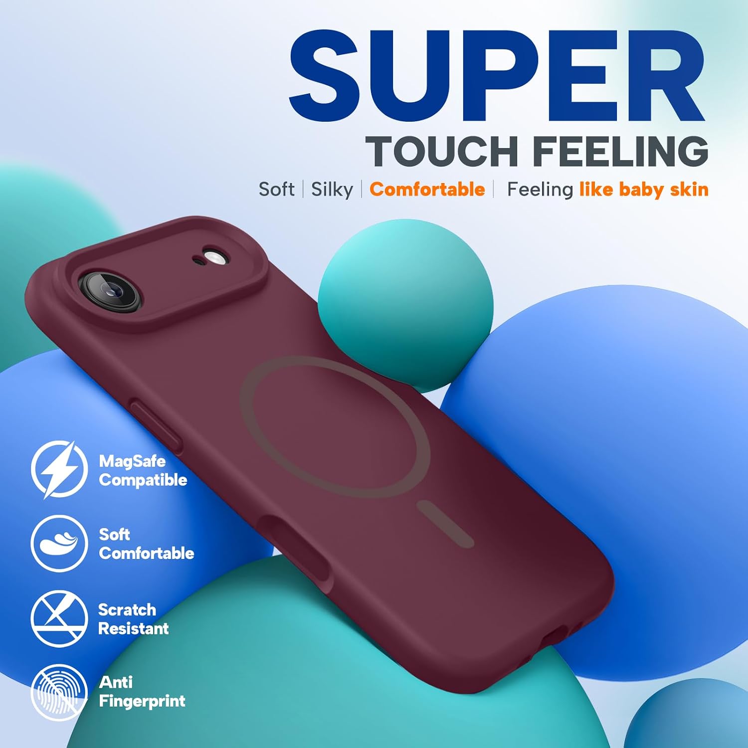 61gZgdcuSML._AC_SL1500_ Miracase Magnetic for iPhone Air Case, Compatible with MagSafe, Integrated Silicone Camera Control Cover, 3.0mm Thicken Shockproof Drop Protection Phone Case for 17 Air,Wine Red