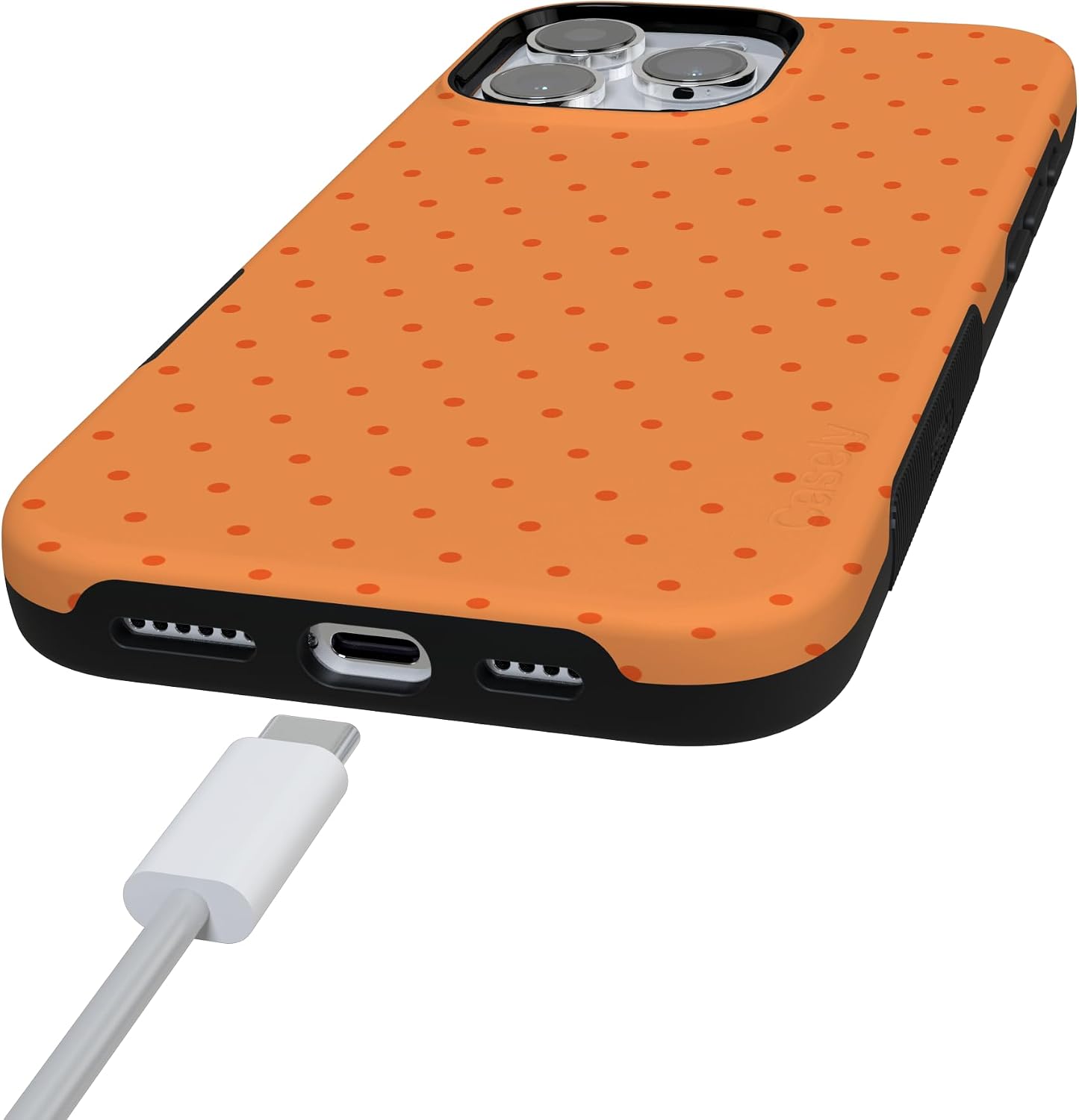 61hBwa7jZL._AC_SL1500_ Casely iPhone 16 Pro Case | On the Dot | Orange Polka Dot | Bold Protective Design | Compatible with MagSafe