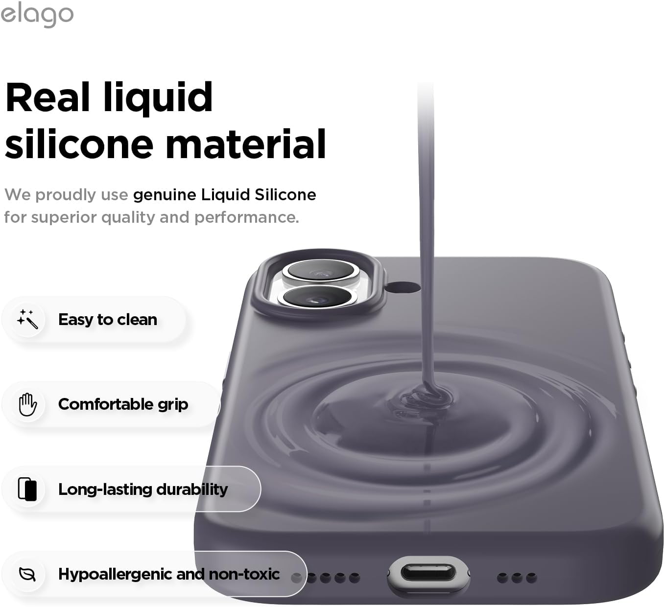 61hJ-2UJurL._AC_SL1500_ elago for iPhone 17 Case, Premium Magnetic Silicone Case, Compatible with MagSafe, Liquid Silicone Material, Protective Cover, Shockproof, Slim Phone, 6.3 inch (Deep Purple)