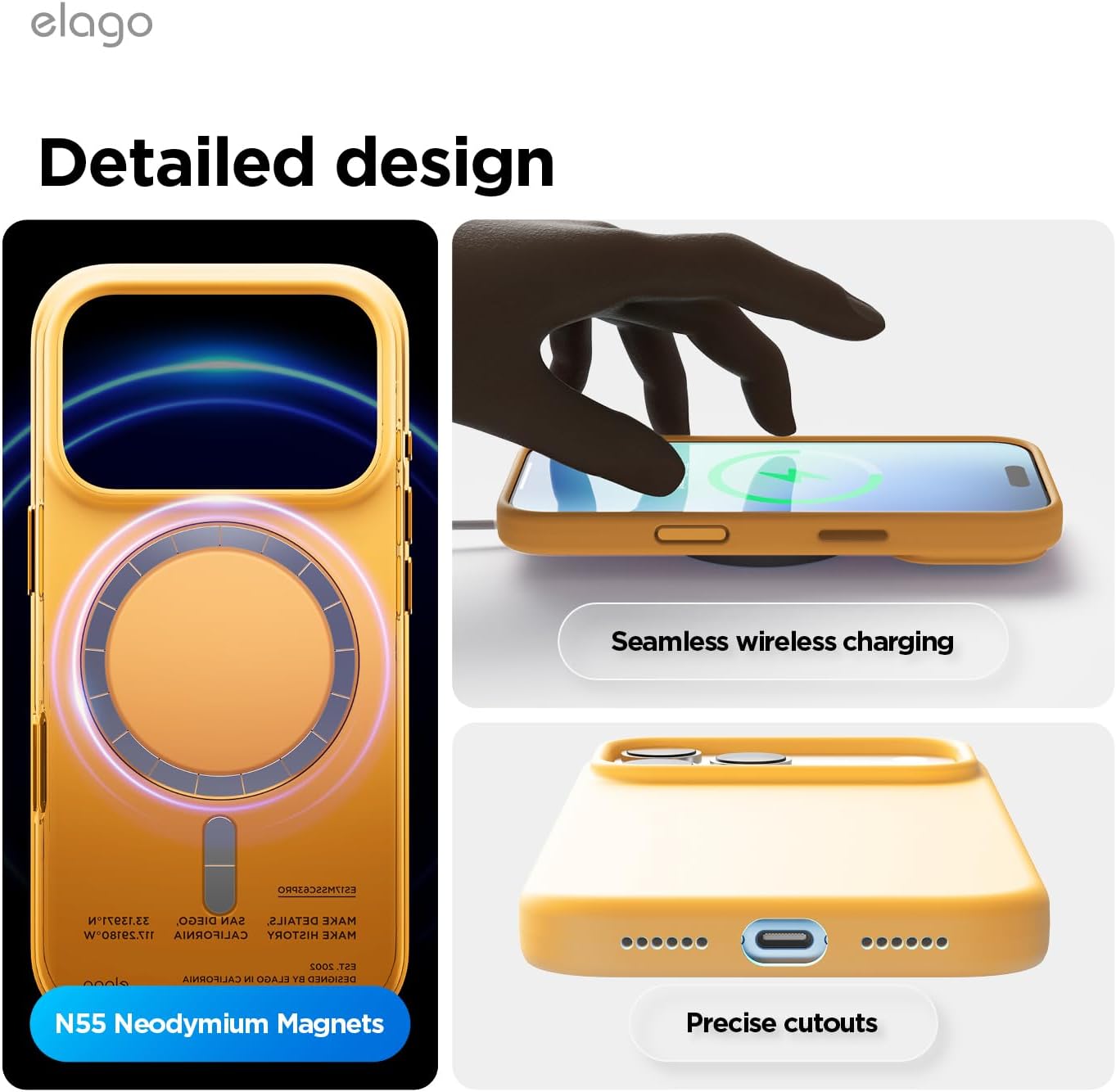 elago for iPhone 17 Pro Max Case, Premium Magnetic Silicone Case, Compatible with MagSafe, Liquid Silicone Material, Protective Cover, Shockproof, Slim Phone, 6.9 inch (Sunshine)