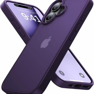 Eastinbox for iPhone 16 Case [16FT Military Grade Shockproof], Anti-Slip Anti-Scratch, Slim Translucent Frosted Matte Protective Cover, i Phone 16 Phone Case 6.1", Black