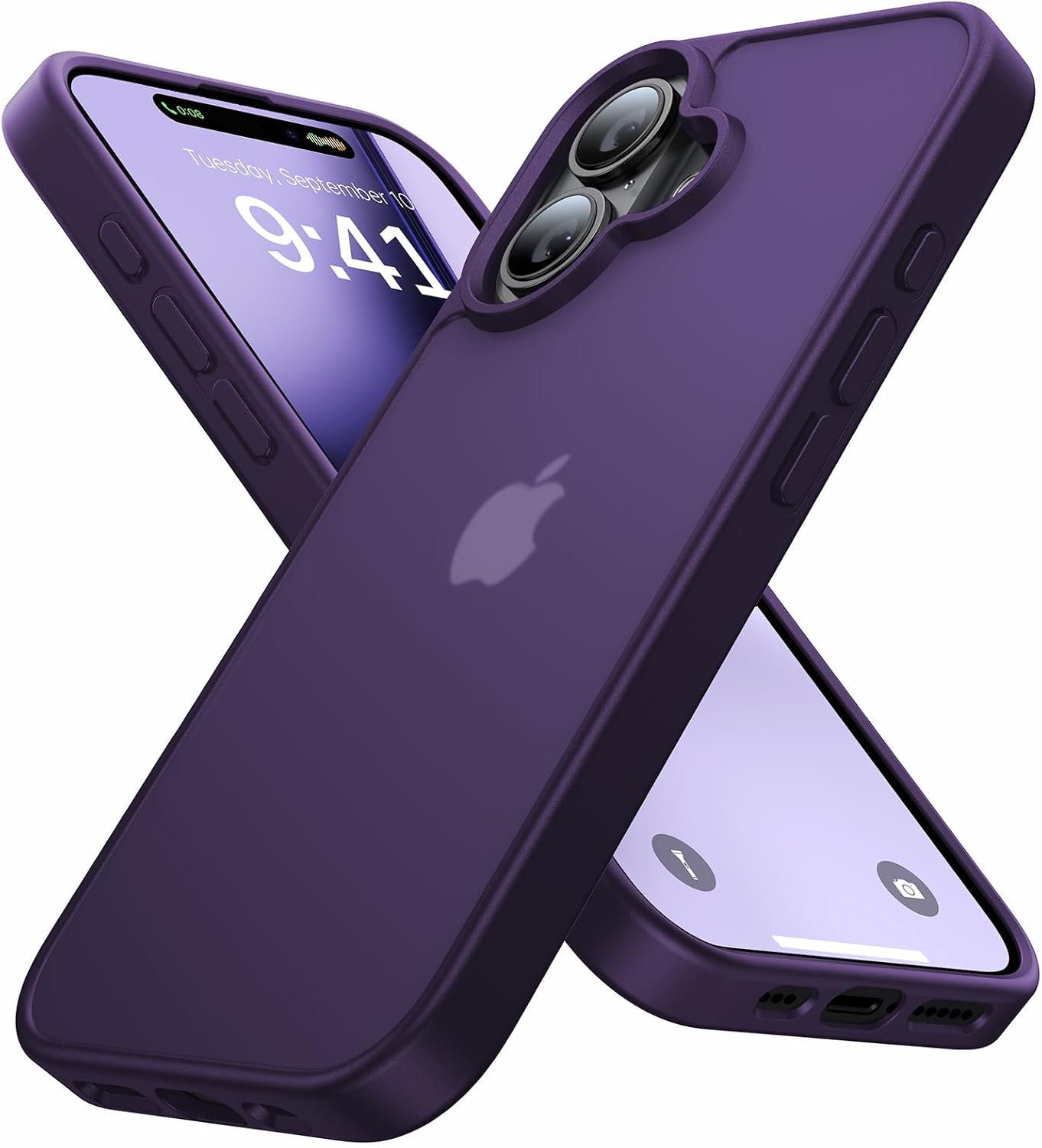 Eastinbox for iPhone 16 Case [16FT Military Grade Shockproof], Anti-Slip Anti-Scratch, Slim Translucent Frosted Matte Protective Cover, i Phone 16 Phone Case 6.1", Purple