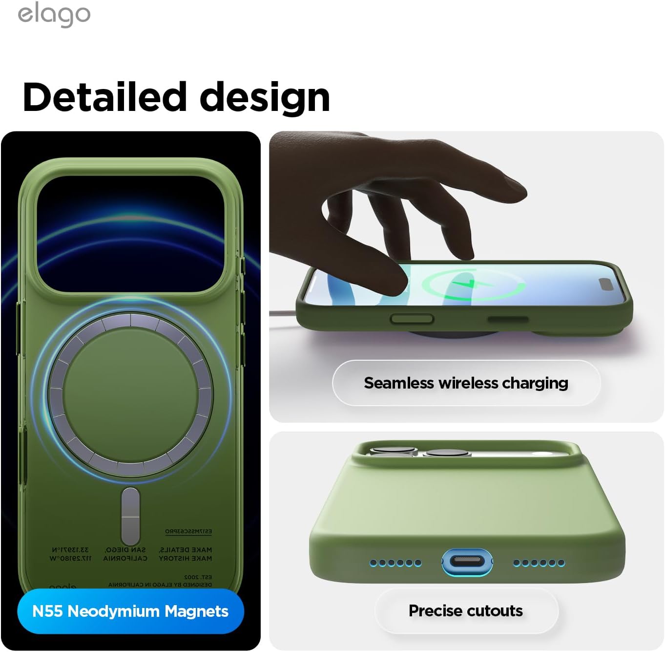 61iCz8nV1L._AC_SL1500_ elago for iPhone 17 Pro Max Case, Premium Magnetic Silicone Case, Compatible with MagSafe, Liquid Silicone Material, Protective Cover, Shockproof, Slim Phone, 6.9 inch (Cedar Green)