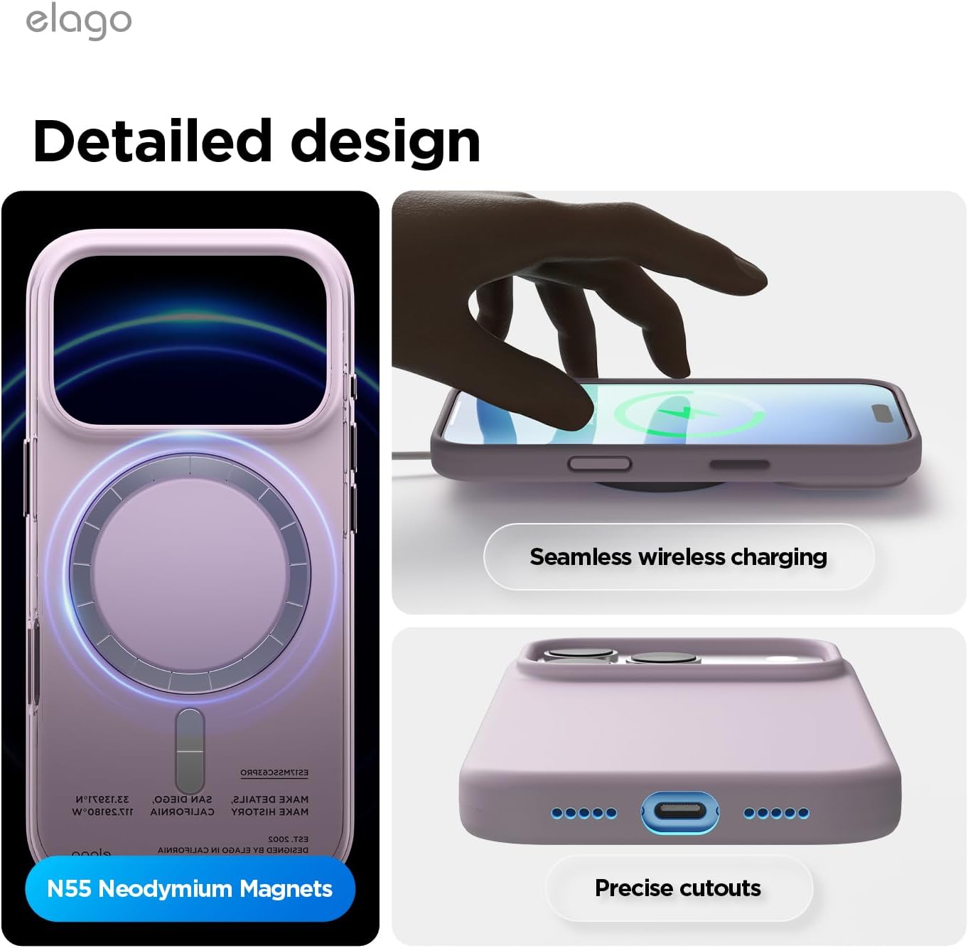 elago for iPhone 17 Pro Case, Premium Magnetic Silicone Case, Compatible with MagSafe, Liquid Silicone Material, Protective Cover, Shockproof, Slim Phone, 6.3 inch (Soft Purple)
