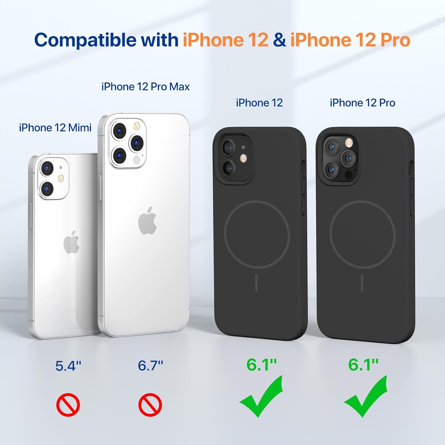 Miracase Magnetic for iPhone 12 Case/iPhone 12 Pro Case, [Soft Anti-Scratch Microfiber Lining], Compatible with MagSafe, Liquid Silicone Shockproof Drop Protection Phone Case for 12/12 Pro,Black
