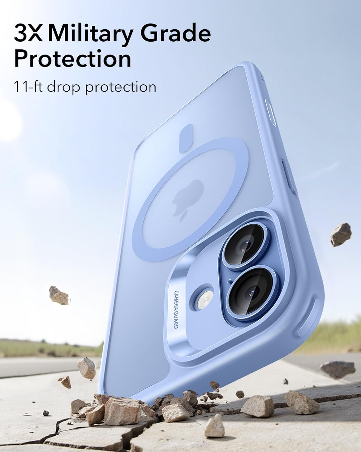 61igk56ilRL._AC_SL1500_ ESR for iPhone 17 Case, Camera Control Cover, Compatible with MagSafe, Shockproof Military-Grade Protection, Magnetic Phone Case for iPhone 17, Classic Hybrid Case, Frosted Light Blue
