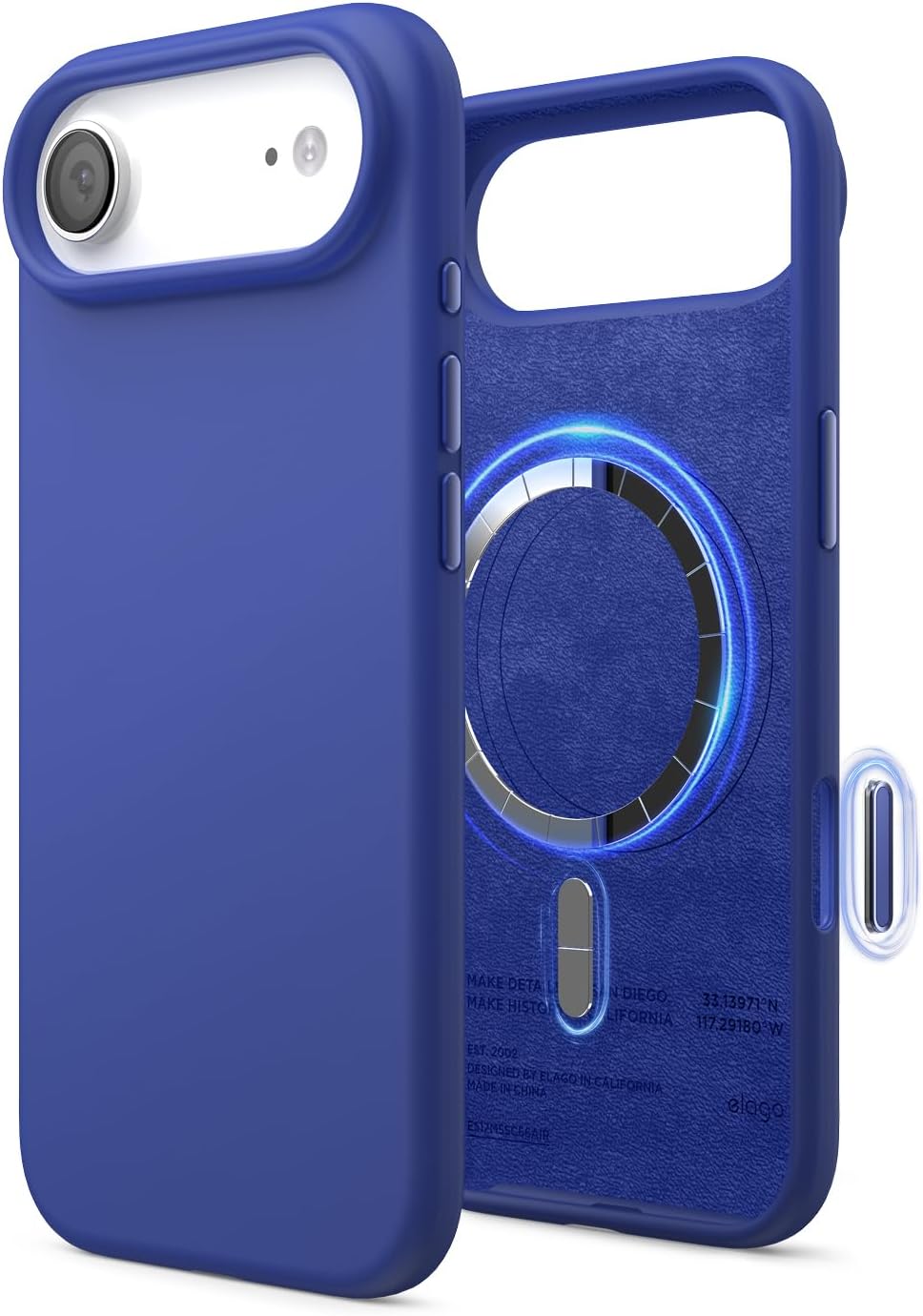 61ikxO4bzAL._AC_SL1500_ elago for iPhone Air Case, Premium Magnetic Silicone Case, Compatible with MagSafe, Liquid Silicone Material, Protective Cover, Shockproof, Slim Phone, 6.5 inch (Cobalt Blue)