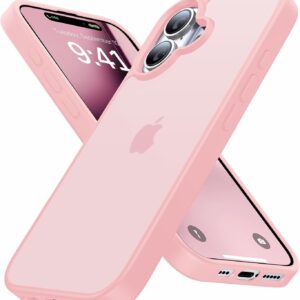 Eastinbox for iPhone 16 Case [16FT Military Grade Shockproof], Anti-Slip Anti-Scratch, Slim Translucent Frosted Matte Protective Cover, i Phone 16 Phone Case 6.1", Pink