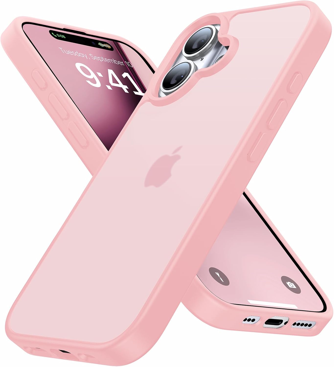 Eastinbox for iPhone 16 Case [16FT Military Grade Shockproof], Anti-Slip Anti-Scratch, Slim Translucent Frosted Matte Protective Cover, i Phone 16 Phone Case 6.1", Pink