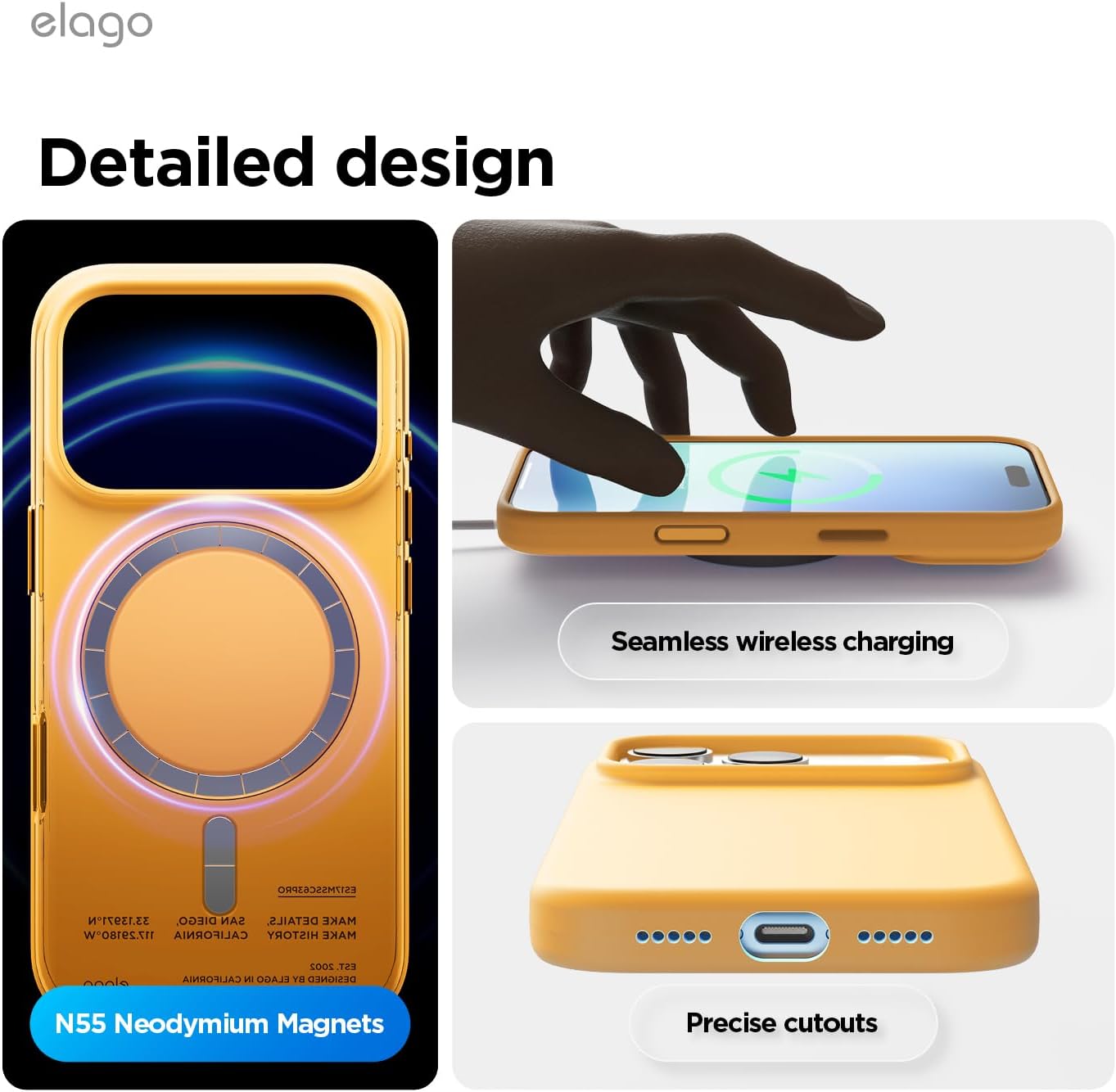 elago for iPhone 17 Pro Case, Premium Magnetic Silicone Case, Compatible with MagSafe, Liquid Silicone Material, Protective Cover, Shockproof, Slim Phone, 6.3 inch (Sunshine)