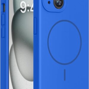 Miracase Compatible with iPhone 15 Case, [Soft Anti-Scratch Microfiber Lining], Liquid Silicone Case Gel Rubber Shockproof Drop Protection Phone Case for iPhone 15, Mediterranean Blue