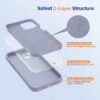Miracase Designed for iPhone 14 Case,[Upgraded Enhanced Camera Protection],Shockproof Liquid Silicone Case with Microfiber Lining, 6.1 inch,Lavender Grey