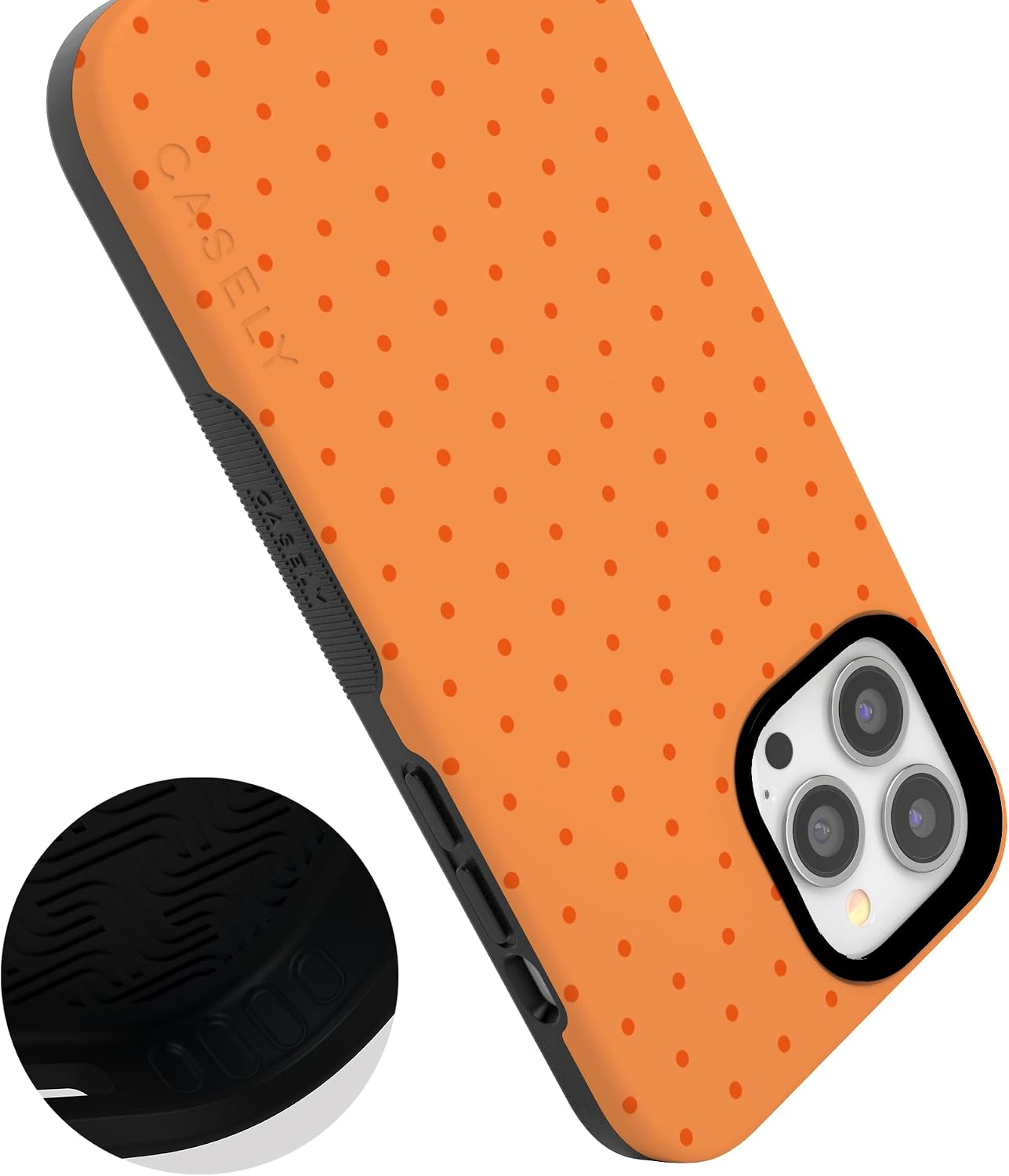 61jedYGSloL._AC_SL1500_ Casely iPhone 13 Pro Case | On the Dot | Orange Polka Dot | Bold Protective Design | Compatible with MagSafe
