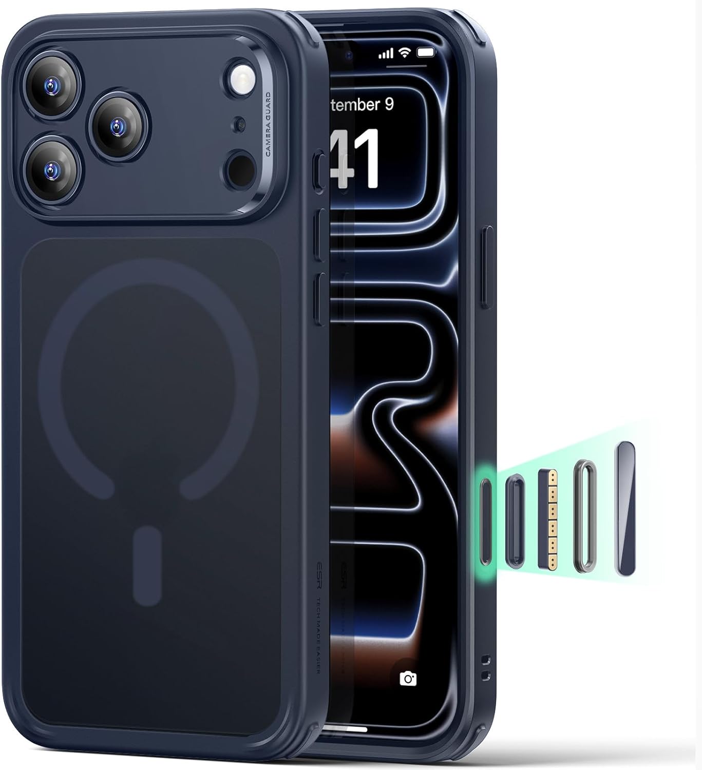 61jn-ZsJoZL._AC_SL1500_ ESR for iPhone 17 Pro Max Case, Camera Control Cover, Compatible with MagSafe, Shockproof Military-Grade Protection, Magnetic Phone Case for iPhone 17 Pro Max, Classic Hybrid Case, Frosted Blue