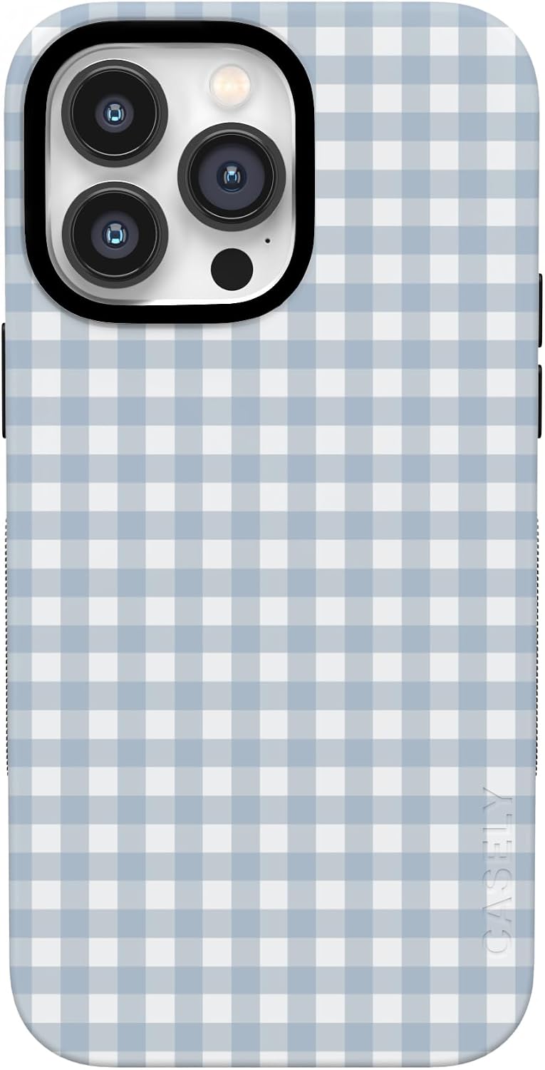 61jxkHjbRaL._AC_SL1500_ Casely iPhone 14 Pro Case | Pastel Picnic | Blue Gingham | Bold Protective Design | Compatible with MagSafe