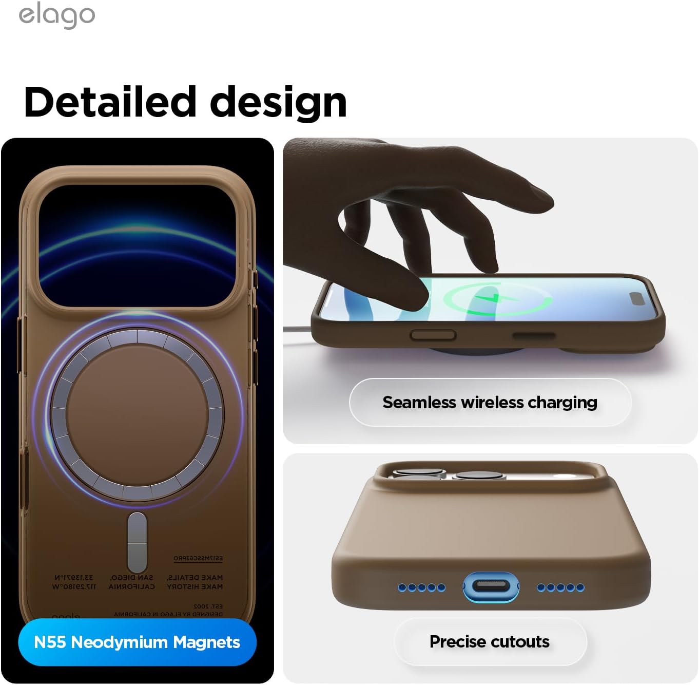 61k9q73TnL._AC_SL1500_ elago for iPhone 17 Pro Case, Premium Magnetic Silicone Case, Compatible with MagSafe, Liquid Silicone Material, Protective Cover, Shockproof, Slim Phone, 6.3 inch (Brown)