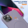 Miracase Magnetic for iPhone 13 Case, [Soft Anti-Scratch Microfiber Lining], Compatible with MagSafe, Liquid Silicone Case Shockproof Drop Protection Phone Case for 13, Lavender Gray